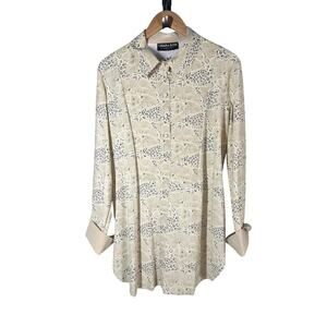 CHIARA BONI Elgah Leopard Lotus Printed Top Size IT 52 US 16 Stretch
